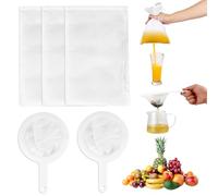 3 Piezas Bolsas de Colador de Tela 20×30cm, 2 Piezas Colador Tela con Mango 200/400 Mesh,Reutilizables, Cheese Cloth para Filtración Zumo Miel Vino