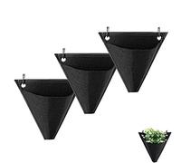 3 Piezas Bolsas de Cultivo Vertical, Plantación Colgante Maceta Vertical, Fieltro Bolsillos Plantas, Diseño Triangular, con Gancho, para Exterior, Interior, Jardín, Hogar, Decoración, Patio (Negro)