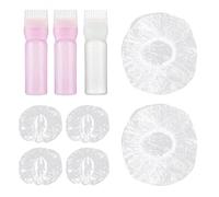 3 piezas botella de peine de tinte para el cabello, con 2 gorros de ducha y 2 pares de orejeras impermeables, aplicador de peine de raíz, herramientas de peluquería con escala (120 ml)