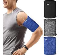 3 piezas brazalete de teléfono para correr, deportes, brazaletes de teléfono para correr, caminar, correr, senderismo, ciclismo (negro, gris, blanco y azul, L)