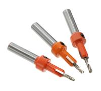 3 Piezas Broca Avellanadora de Acero 3 Tamaños | Carpintería y Bricolaje, Compatible Taladradora Atornilladora, Incluye Llave y Brocas, Color Plata Naranja