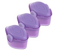3 Piezas Brocha Aplicadora de Crema con Tapa, Ovalada y Portátil | Fibras Artificiales y Plástico, Cobertura Protectora Compacta, para Rostro y Cuerpo en Uso Diario