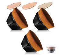 3 Piezas Brocha Base Maquillaje Plana, Brocha de Base Brochas para Base de Maquillaje Brochas de Maquillajes Kabuki Planas en Polvo para la Cara con Estuche (Negro)