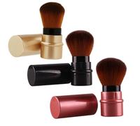 3 Piezas Brocha de Maquillaje Retráctil Cabeza de Hongo para Base | Nylon y Plástico, Mango de Agarre Cómodo, para Polvo Fijador y Maquillaje Mineral, Uso Diario