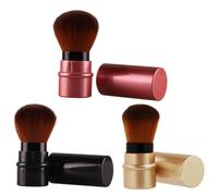 3 Piezas Brocha Retráctil, Portátil y Compacta | Cabezal Tipo Seta, Cerdas de Nailon y Cuerpo Plástico, para Polvo Mineral y Viajes Diarios