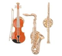 3 Piezas Broche Musical de Instrumento Vintage Dorado de Aleación