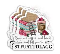 (3 piezas) Buy Me Books and Tell Me to Stfuattdlagg Calcomanía de vinilo impermeable troquelada de 3 pulgadas para libros Kindle, laptop, botella de agua, calcomanía, regalo de cumpleaños, 3 x 3 pulgadas