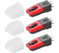 3 piezas cabezal y aguja de repuesto rubí para tocadiscos y sistema Hi-Fi cartuchos 33/45/78 rpm LP (rojo)