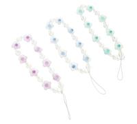 3 piezas Cadena para Móvil Anti pérdida, Flores y Cuentas, Plástico | Desmontable y Cómoda, Resistente al Desvanecimiento, para Escuela y Trabajo, para Chicas y Adolescentes