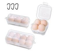 3 Piezas Caja de Huevos de Almacenamiento, Huevera de Plástico, Caja de Huevos Portátil, con mosquetón,Envase para Huevos, para Frigorífico, Cocina, Exterior, Picnic, Camping (D)