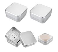 3 piezas Caja de jabón, con rejilla de drenaje, Jabonera de viaje, Jabonera de aluminio, Jaboneras cuadradas, Caja de jabón cuadrada, Caja de Almacenamiento de Jabón, Tamaño grande, adecuado para baño