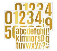 3 Piezas calcomanías de Letras y Numeros dorados,calcomanías autoadhesivas de números,Pegatinas de Número de Alfabeto,para buzón,Signo de Puerta,DIY Scrapbooking Decoración