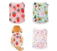 3 Piezas Camisas para Perros,Camisetas Perros Pequeños Camiseta con Estampado de Frutas Camiseta de Tirantes Perro Camiseta Perro Verano para Perros Pequeños y Gatos(Rosado,L)
