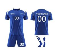 3 Piezas Camiseta de Fútbol Personalizadas para Hombres y Niño, Equipación de Futbol DIY Nombre Número Logotipo con Conjunto V cuello Top Pantalón Corto y Calcetines