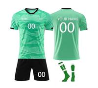 3 Piezas Camiseta de Fútbol Personalizadas para Hombres y Niño, Equipación de Futbol DIY Nombre Número Logotipo con Conjunto V cuello Top Pantalón Corto y Calcetines