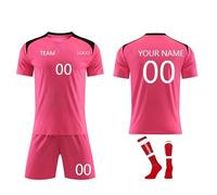 3 Piezas Camiseta de Fútbol Personalizadas para Hombres y Niño, Equipación de Futbol DIY Nombre Número Logotipo con Conjunto V cuello Top Pantalón Corto y Calcetines