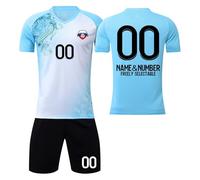 3 Piezas Camiseta Fútbol Personalizadas Nombre Número Logotipo, equipación Futbol DIY con Conjunto V Cuello Top/Pantalón Corto/Calcetines para Hombres y Niño