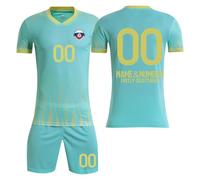 3 Piezas Camiseta Fútbol Personalizadas Nombre Número Logotipo, equipación Futbol DIY con Conjunto V Cuello Top/Pantalón Corto/Calcetines para Hombres y Niño