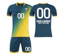 3 Piezas Camiseta Fútbol Personalizadas Nombre Número Logotipo, equipación Futbol DIY con Conjunto V Cuello Top/Pantalón Corto/Calcetines para Hombres y Niño