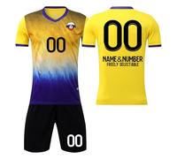 3 Piezas Camiseta Fútbol Personalizadas Nombre Número Logotipo, equipación Futbol DIY con Conjunto V Cuello Top/Pantalón Corto/Calcetines para Hombres y Niño