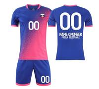 3 Piezas Camiseta Fútbol Personalizadas Nombre Número Logotipo, equipación Futbol DIY con Conjunto V Cuello Top/Pantalón Corto/Calcetines para Hombres y Niño