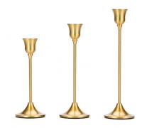 3 Piezas Candelabros de Metal, Candelabro Decorativos de Velas, Vintage Cónicas Portavelas de Metal Alto para Fiestas Bodas Cenas Cumpleaños Decoración del Hogar (Cobre)
