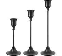 3 Piezas Candelabros de Metal, Candelabro Decorativos de Velas, Vintage Cónicas Portavelas de Metal Alto para Fiestas Bodas Cenas Cumpleaños Decoración del Hogar (Negro)