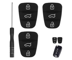 3 Piezas Carcasa Llave Coche Compatible con Hyundai ix35 ix20 i30 i20 i10 Elantra Veloster y Kia Sportage Soul Ceed Picanto Venga, Goma Llave Coche, 3 Botones Silicona, Funda Mando Distancia Reemplazo
