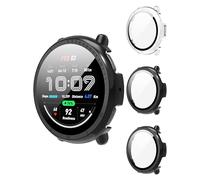 3 Piezas Carcasa para Amazfit Active 2 Funda Protectora con Cristal Templado Protector Pantalla para Amazfit Active 2 Case Anti-raspado,Ultradelgado,Negro&Negro&Trasparenza