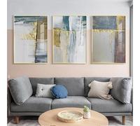 3 Piezas Cartel-Póster de Arte Mural Con Líneas Geométricas Abstractas de Lámina Dorada Árbol Dorado Impresión en Lienzo Moderno Decoración para Sala de Estar Oficina y Hogar-60*70cm (Sin marco)