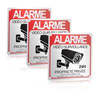 3 Piezas Cartel Videovigilancia Exterior Interior 15x15 cm 24 Horas Aluminio Placa Propiedad Privada Impermeable con Adhesivo y Huecos Preperforados