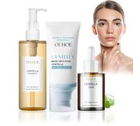3 Piezas Centella Cleansing Oil + Asiatica Serum + Centella Sunscreen, Centella Skincare, Extracto de Centella Asiática de Madagascar, Doble Limpieza Facial Cleansing Oil, para Todo Tipo de Piel