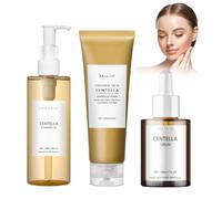3 Piezas Centella Skincare, Centella Cleansing Oil + Limpiador Facial + Asiatica Serum, Centella Cleanser, Aceite Limpiador Facial Coreano, Adecuado para pieles sensibles