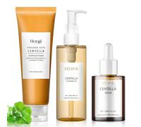 3 Piezas Centella Skincare Set, Centella Cleansing Oil, Centella Limpiador Facial, Centella Asiatica Serum, Aceite Limpiador Facial Centella, Control de Grasa, Hidratación