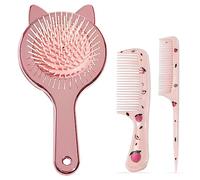 3 Piezas Cepillo de Pelo NiñA,Cepillo pelo antitirones niña,Peines Cepillo pelo Pequeño Pink,Lindo Cepillo Desenredante Niña Para Niñas Cabello Húmedo Y Seco