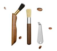 3 Piezas Cepillo Limpiar Cafetera Barista Pinsel, Cepillo de Café con Mango Ergonómico de Madera, Brochas para Cafeteras y Molinillos, Accesorios Cafetera Espresso para Limpieza Diaria Hogar Y Café