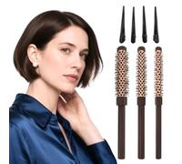 3 Piezas Cepillo Redondo Pelo Pequeño para Peinado Corto, Cepillo Pelo Redondo, para Rizos, Mujeres Hombres, Corto, Flequillo, Raíces, Rizos, Liso (Pequeño)