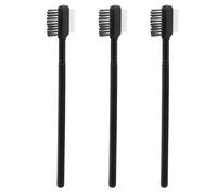 3 Piezas Cepillo y Peine de Madera, Doble Cabezal, Portátil | Acero de Dientes Finos, Fibra Sintética, Separa Pestañas y Retira Máscara, para Viaje y Kit Profesional