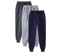 3 piezas chándal para hombre conjunto de correr de deporte Activewear cintura elástica pantalones Sportwear de algodón de la parte inferior de chándal cómodo Joggers de entrenamiento, J, M