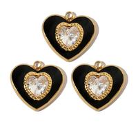 3 piezas chapado en oro resistente acero inoxidable encanto incluyendo cristales franceses huellas de gato y colgante de corazón de amor uso diario fiesta desgaste joyería joyería, talla única, como