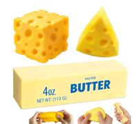 3 Piezas Cheese Squishy y Butter Squishy, Squeeze Toy, Stress Ball, Juguete Antiestrés de Queso y Mantequilla para Adultos, Oficina, Fiesta, Decoración Food y Regalo Original