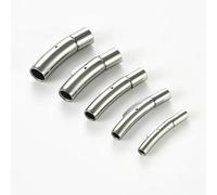 3 piezas Cierres de bayoneta curvos de acero inoxidable de 2/3/4/5/6 mm con extremo de cordón de cuero para pulseras, collares, hebillas y joyas