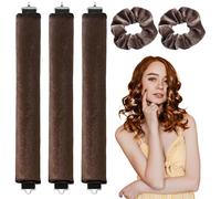 3 Piezas Cinta Sin Calor con 2 Publicación en Círculos,Rulos Marrones sin calor Disyuntor, Rizadores flexibles,Rizos durante Noche,Rizador Pelo Overnight Blowout,para Todo Tipo