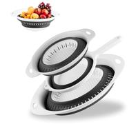 3 Piezas Colador Plegable, Colador de Cocina, Coladores de Plástico Plegables, Escurridor Plegable con Mango, Escurridor Pasta Verduras Pasta Escurrir Frutas Alimentos, Accesorios de Cocina