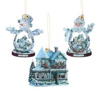 3 piezas Colgante navideño de muñeco de nieve, Colgantes de Árbol de Navidad, Adornos Navideños con Alces Papá Noel Muñeco de Nieve Decoraciones Huecas para Vacaciones