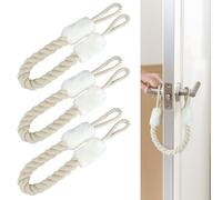 3 Piezas Cordón Algodón Puerta, 60cm Tope de Puerta Cuerda, Tope de Seguridad para Puerta para Protección de Dedos de Mascotas y Niños (Blanco)