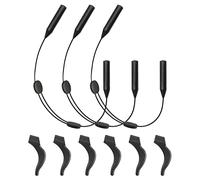 3 Piezas Correas de Silicona para Gafas con 3 Pares Ganchos para Orejas, Correas Ajustables para Gafas de Sol Cuerda para Gafas Deportivas para Niños Adultos Hombres Mujeres (Negro)