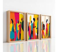 3 Piezas Cuadros Multicolor, para Dormitorio Cocina Comedor Oficina y Baño, Regalo Personalizado Impresión Artística, Abstracto Multitud Colorida Vibrante Decoración Colgar en la Pared, 20 x 30 cm