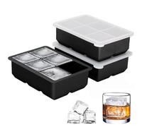 3 Piezas Cubitera de Silicona, 18 Compartimentos Cubitos Grandes 4.6 cm, Cubiteras con Tapa sin BPA para Cócteles, Whisky, Café (Rosa, Azul, Morado)