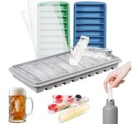 3 Piezas Cubiteras para Hielo con Tapa, Cubitera Silicona, Molde para Congelar, Bandeja Congeladora, 30 Palitos Largos para Cubitos de Hielo, sin BPA, Ideal para Deportes y Botellas de Agua, Whisky